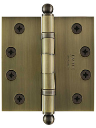 4" Solid Brass Ball-Bearing Door Hinge with Ball Tips